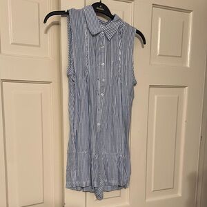 Elan size S romper. Blue and white stripe. Flowy